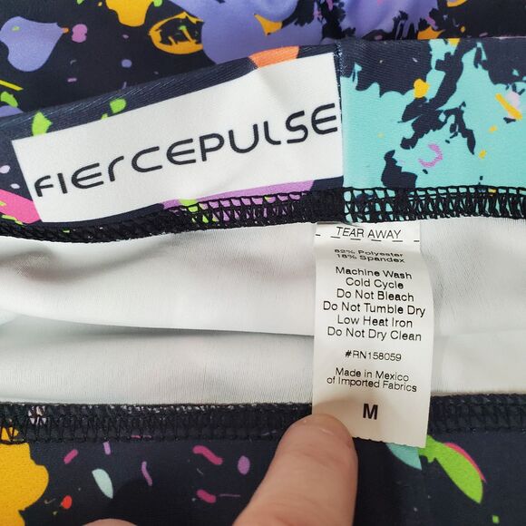 Fierce Pulse Cropped Leggings Colorful Paint Splatter Confetti Yoga Womens SZ M - Picture 4 of 10
